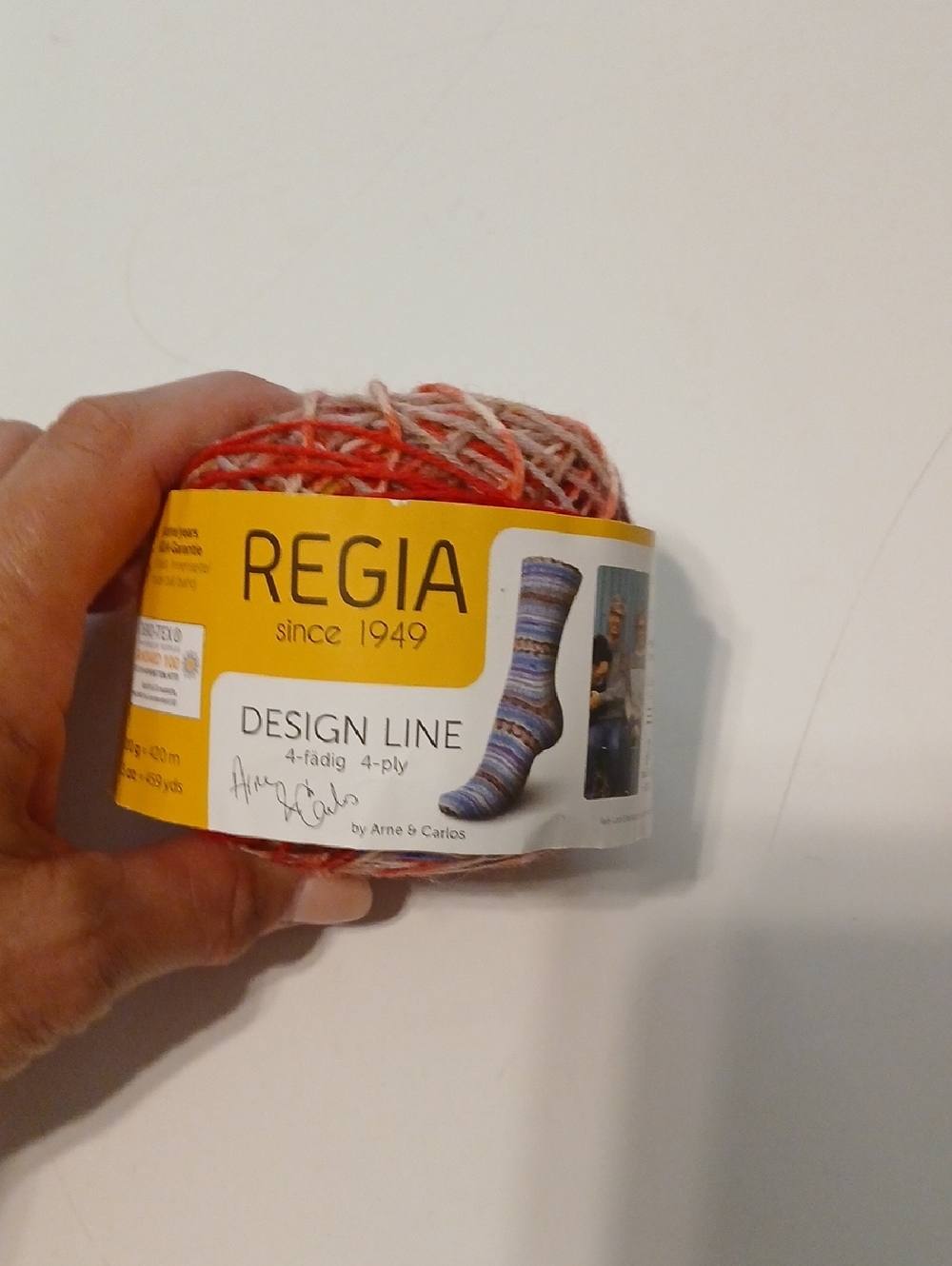 Design Line 4-Ply Sock Yarn in Red and Cream